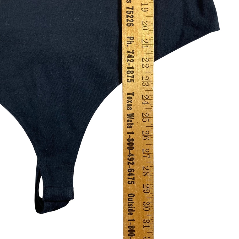 Universal Thread Black Ribbed V-Neck Short Sleeve Bodysuit XL Thong Snap Closure - Picture 5 of 6